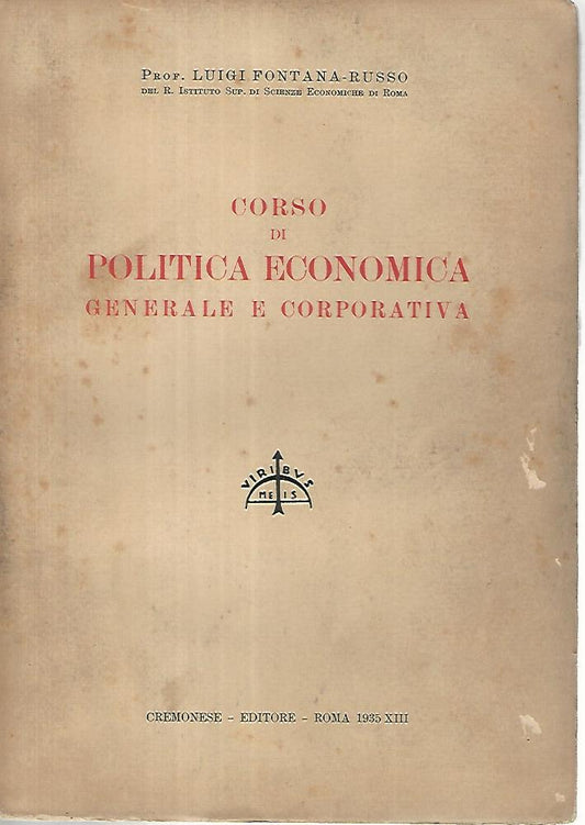 Corso di politica economica generale e corporativa - copertina