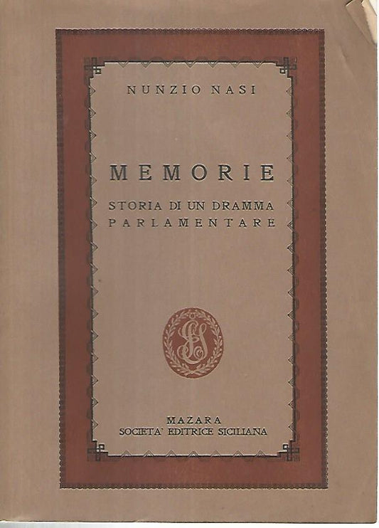 Memorie. Storia di un dramma parlamentare - copertina
