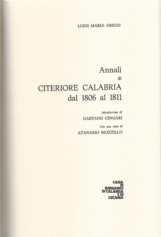 Annali di Citeriore Calabria dal 1806 al 1811 - copertina