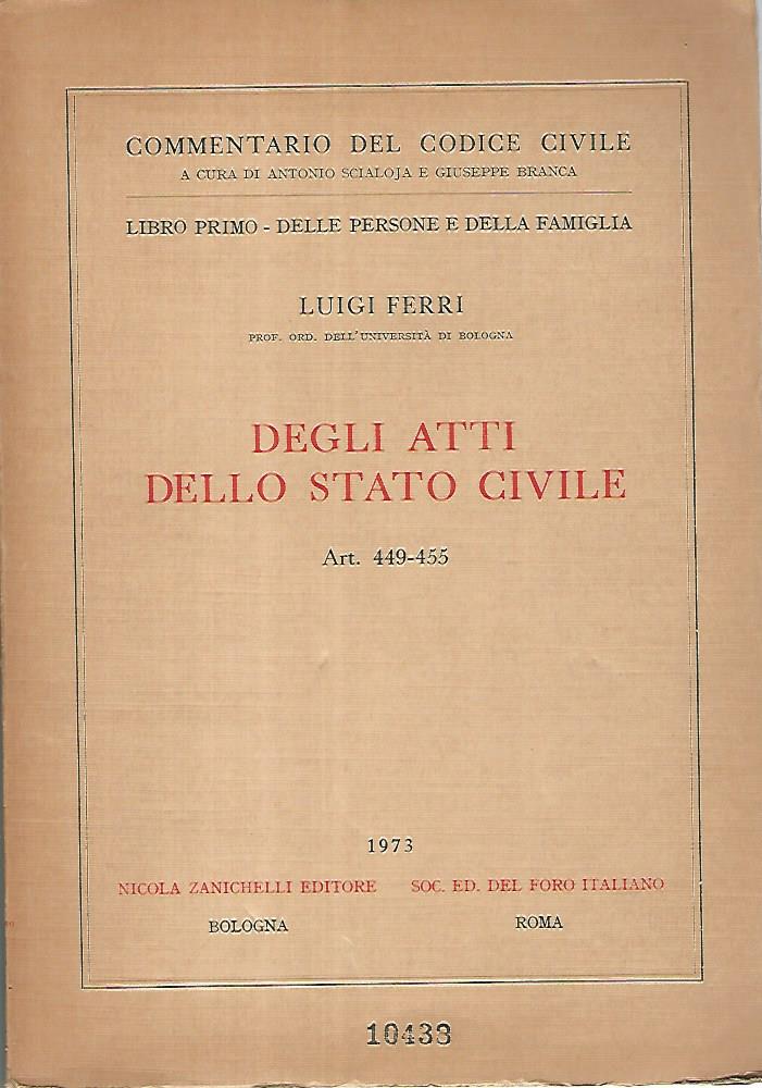 Degli stati dello stato civile - copertina