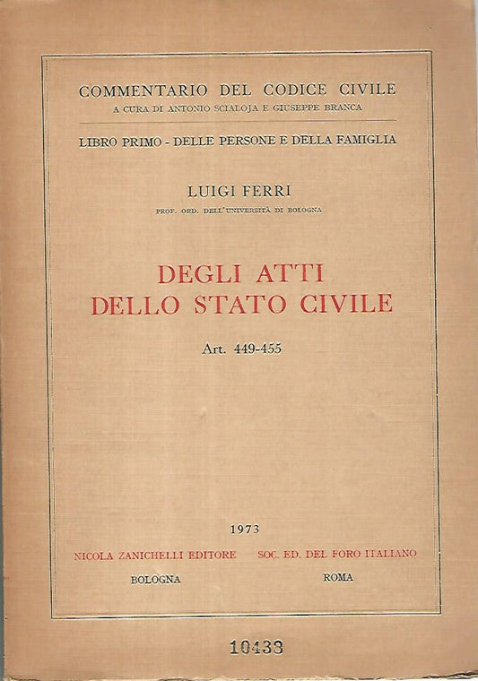 Degli stati dello stato civile - copertina