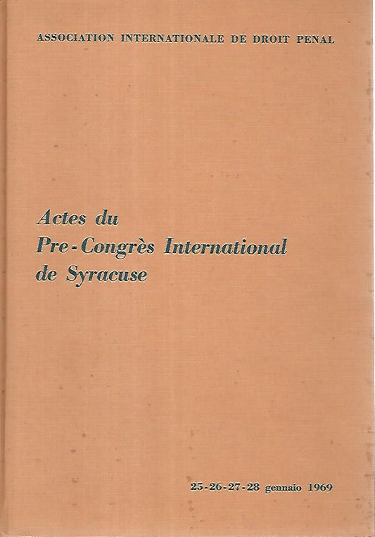 Actes du pre congres international de Syracuse - copertina