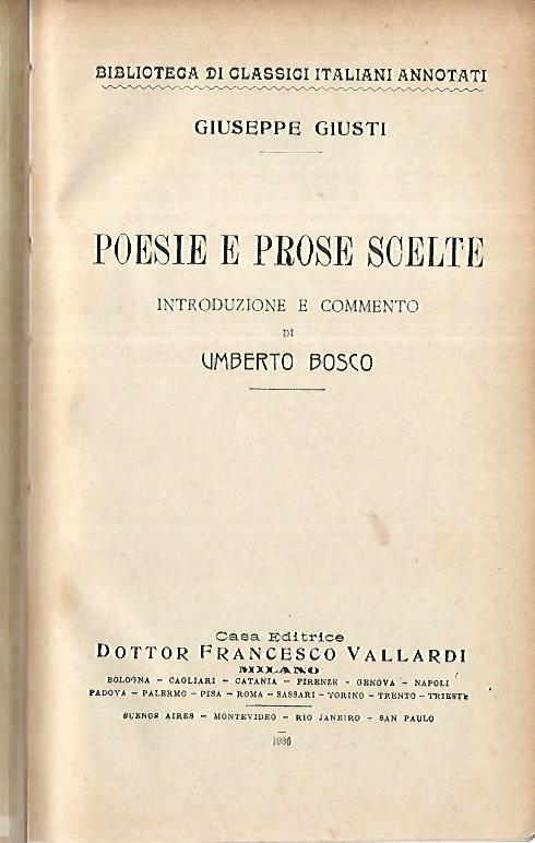 Poesie e prose scelte - copertina