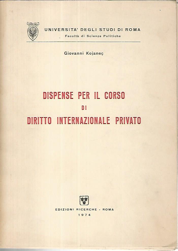 Dispense per il corso di diritto internazionale privato - copertina