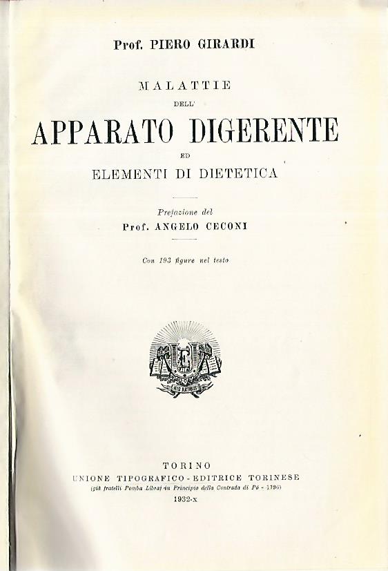 Malattie dell'apparato digerente ed elementi di dietetica - copertina