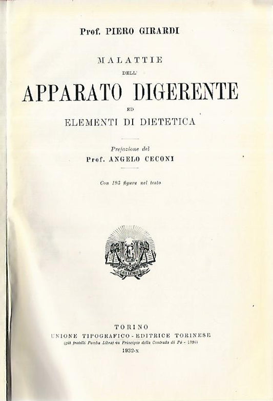 Malattie dell'apparato digerente ed elementi di dietetica - copertina