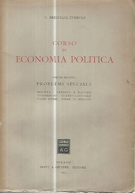 Corso di economia politica. Volume secondo. Problemi speciali - copertina