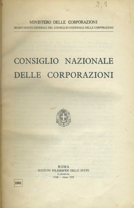 Consiglio nazionale delle corporazioni - copertina