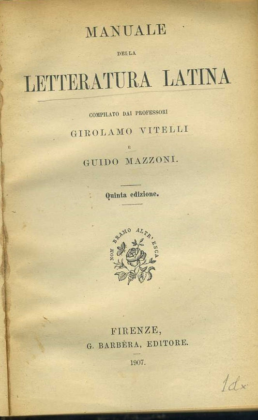 Manuale della letteratura latina - copertina