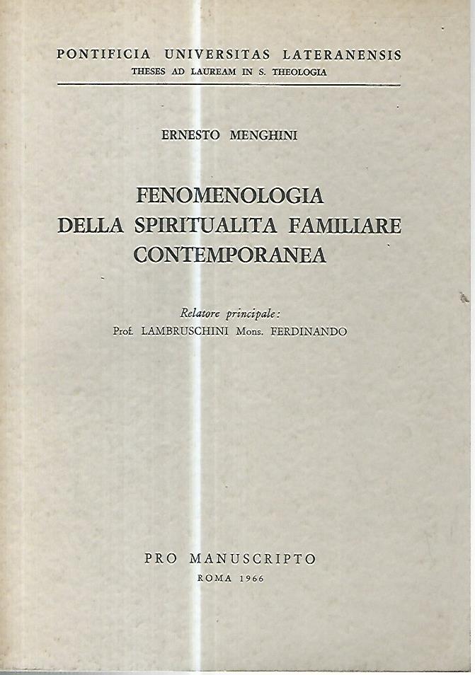 Fenomenologia della spiritualità familiare contemporanea - copertina