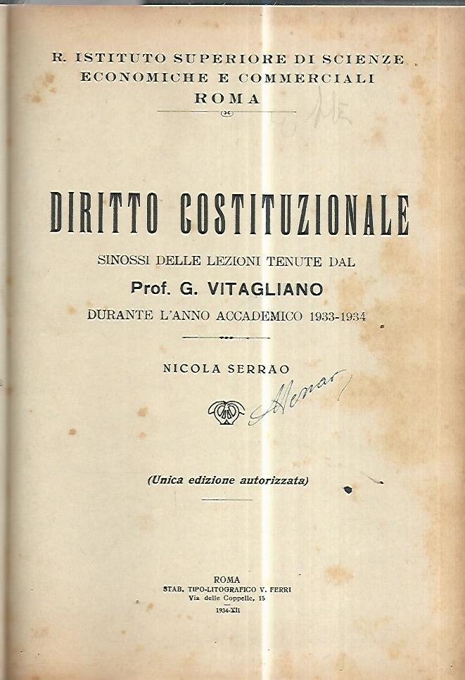 Diritto costituzionale - copertina