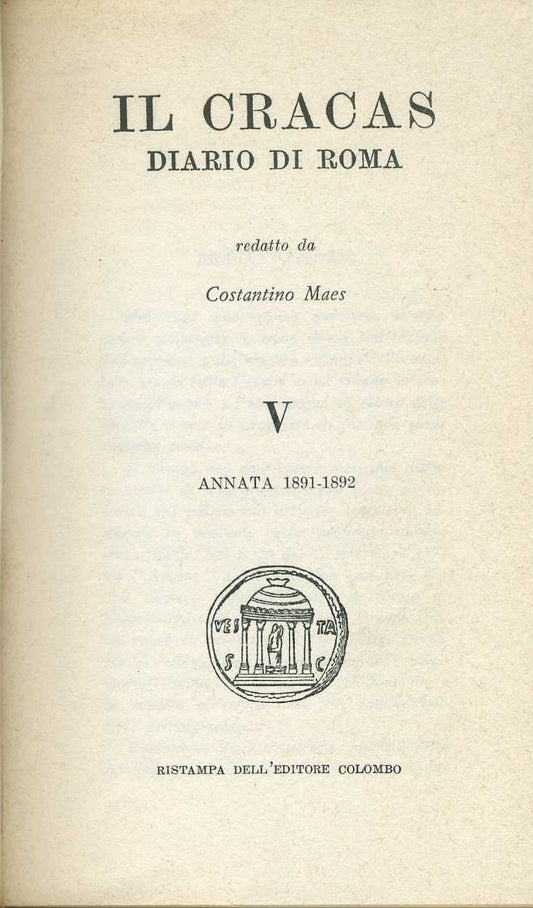 Il Cracas. Diario di Roma V - copertina