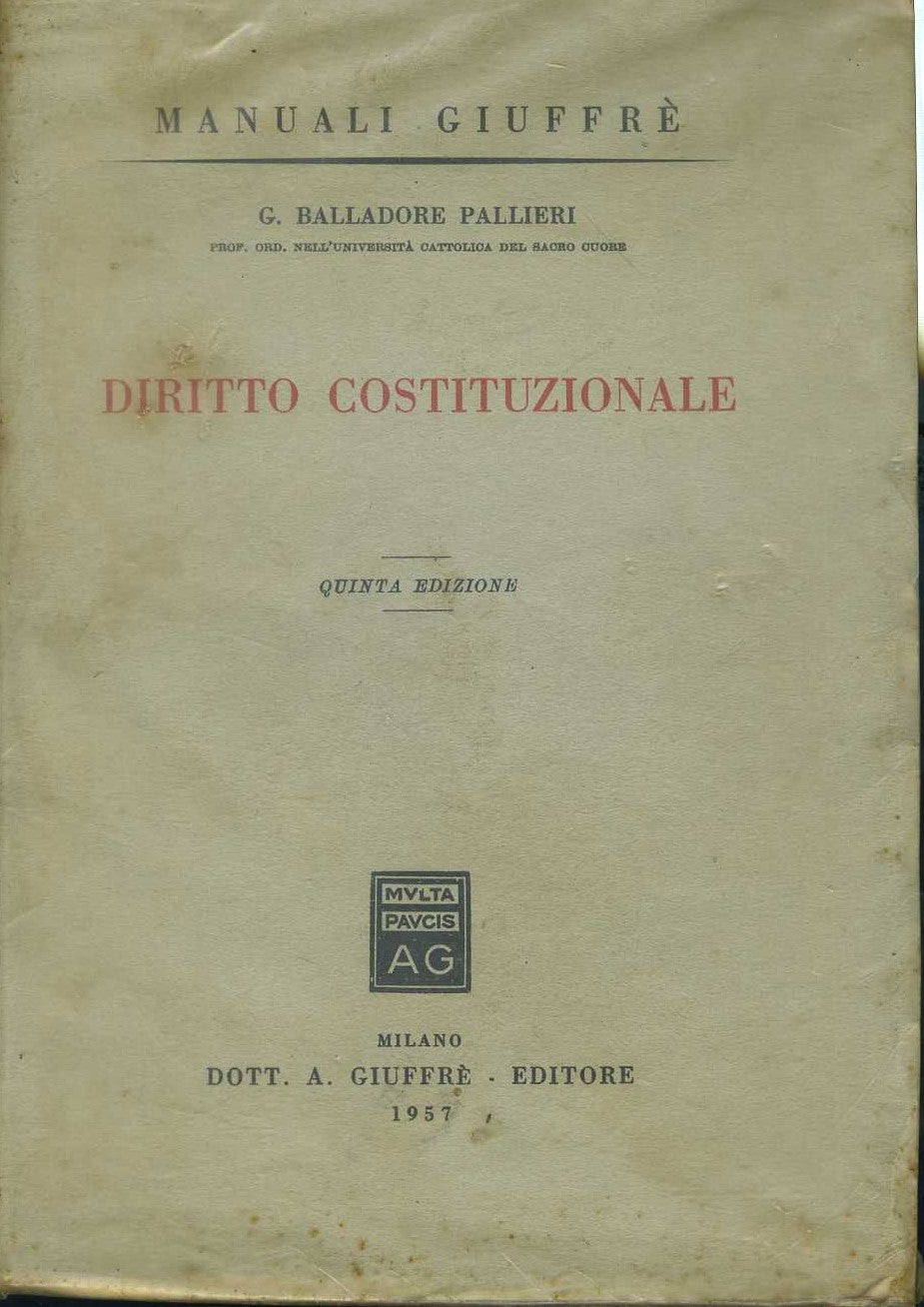Diritto costituzionale - copertina