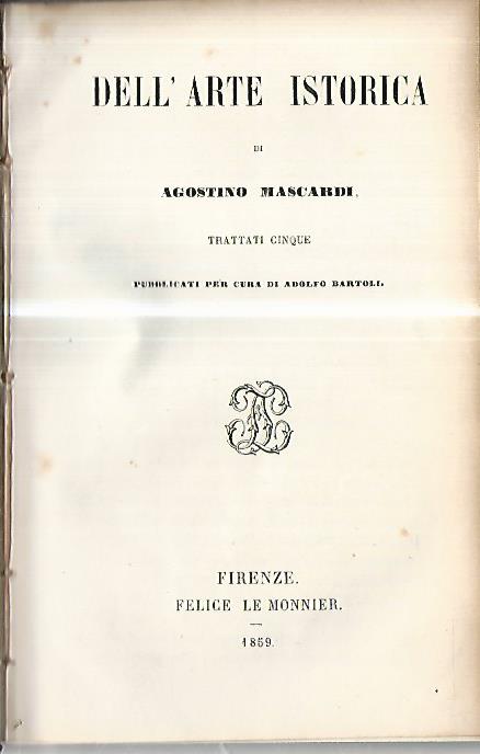 Dell'arte istorica - copertina