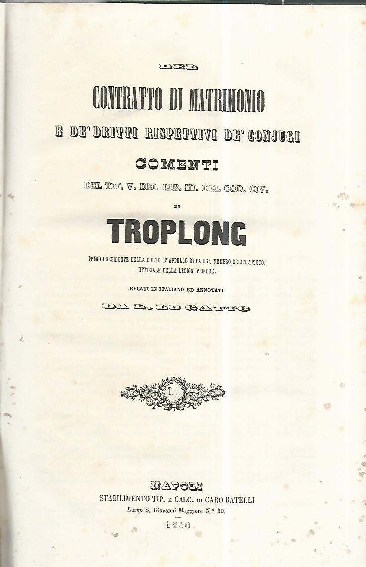Contratto di matrimonio e de' dritti rispettivi de' conjugi. Voll. 1-2 - copertina
