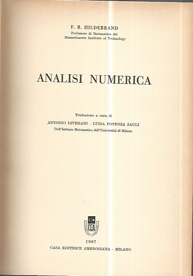 Analisi numerica - copertina