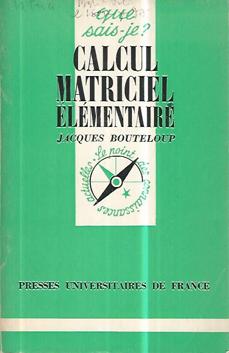 Calcul matriciel elementaire - copertina