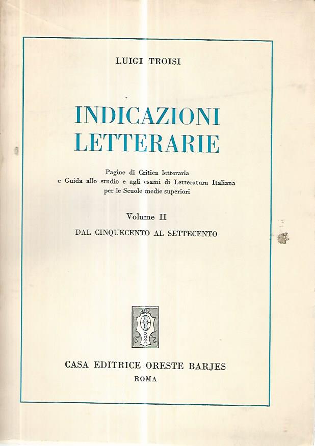 Indicazioni letterarie. Vol II - copertina