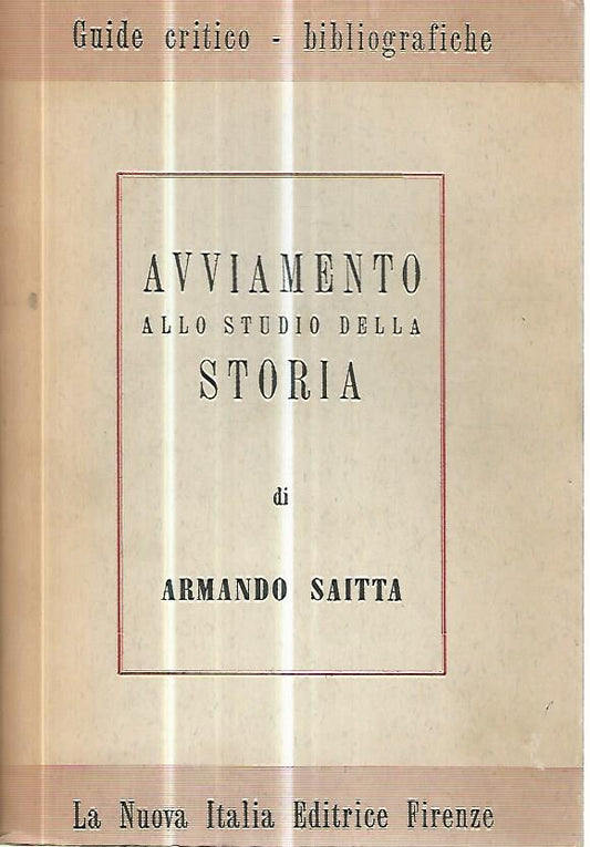 Avviamento allo studio della storia. - copertina
