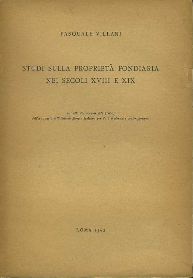 Studi sulla proprietà fondiaria nei secoli XVIII e XIX - copertina
