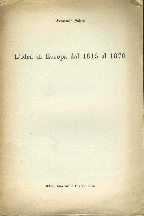 L'idea di Europa dal 1815 al 1870. Estratto - copertina