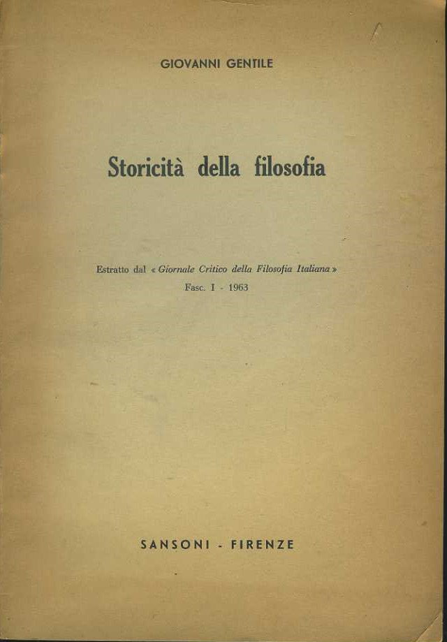 Storicità della filosofia. Estratto - copertina