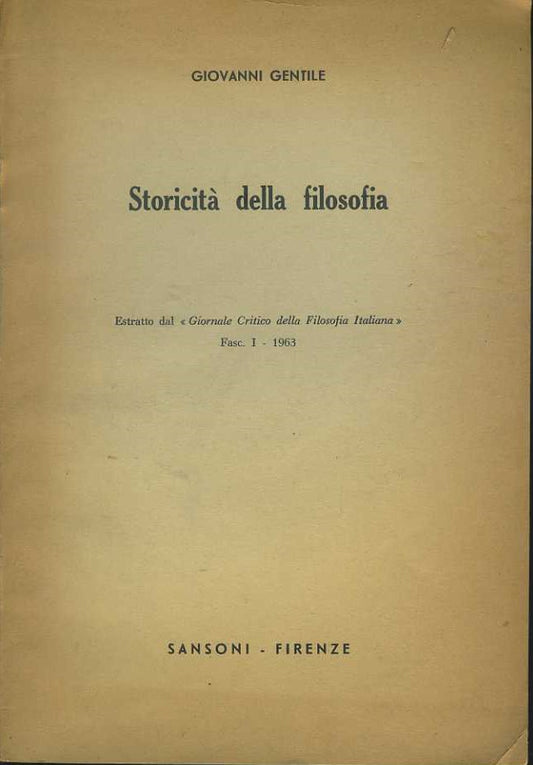 Storicità della filosofia. Estratto - copertina