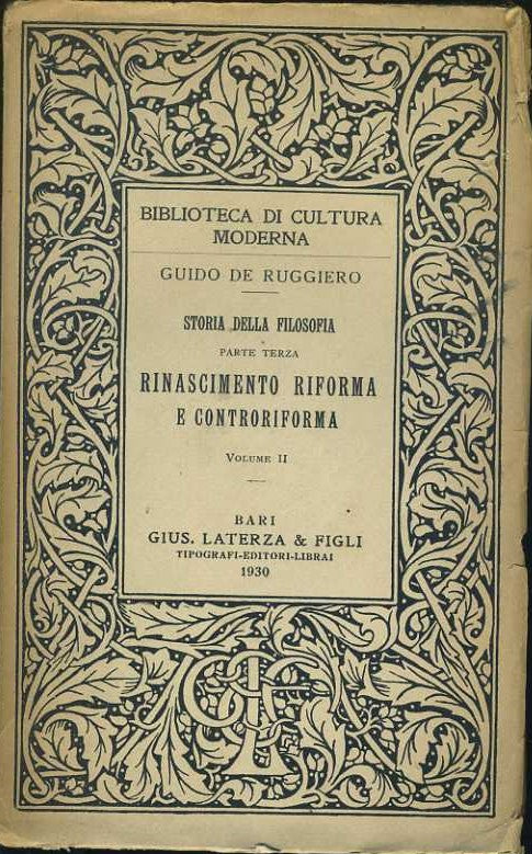 Storia della filosofia. Parte terza. Rinascimento riforma e controriforma. Vol. II - copertina
