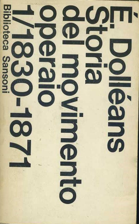 Storia del movimento operaio  1830-1871 - copertina