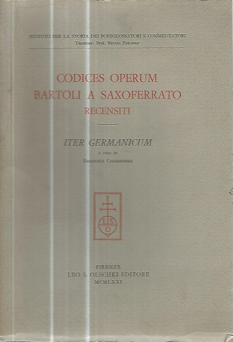 Codeces operum Bartoli a Saxoferrato recensiti. 1 Iter germanicum - copertina