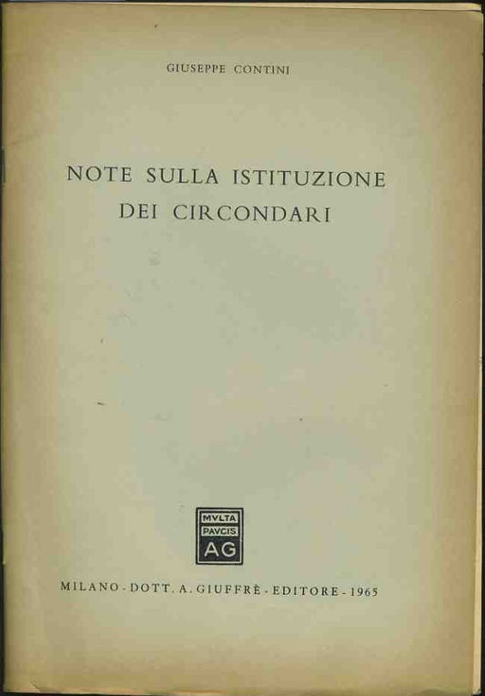 Note sulla istituzione dei circondari. Estratto - copertina