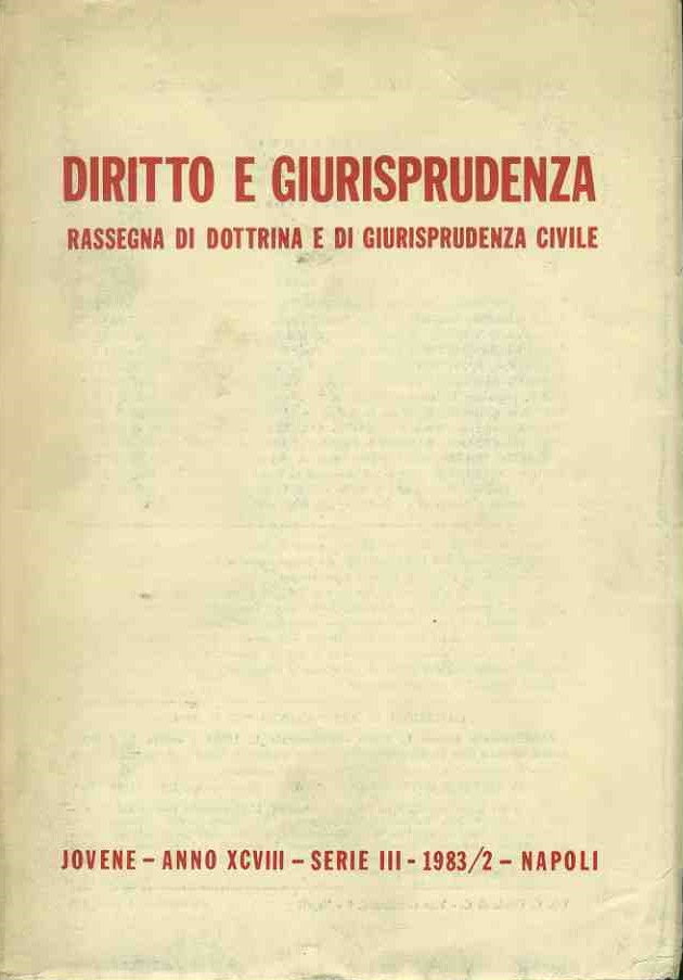 Diritto e giurisprudenza. Rassegna di dottrina e di giurisprudenza civile - copertina