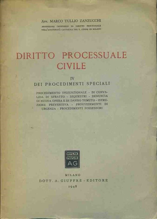 Diritto processuale civile. IV dei procedimenti speciali - copertina