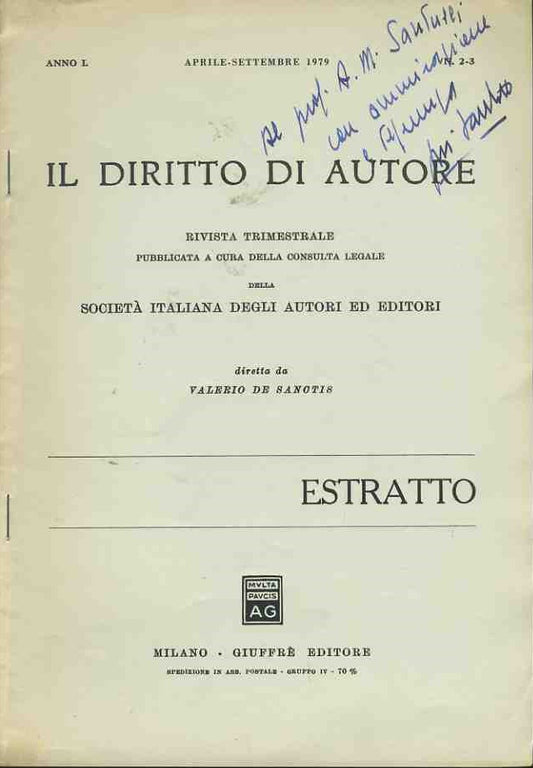 Il diritto di autore. Estratto - copertina
