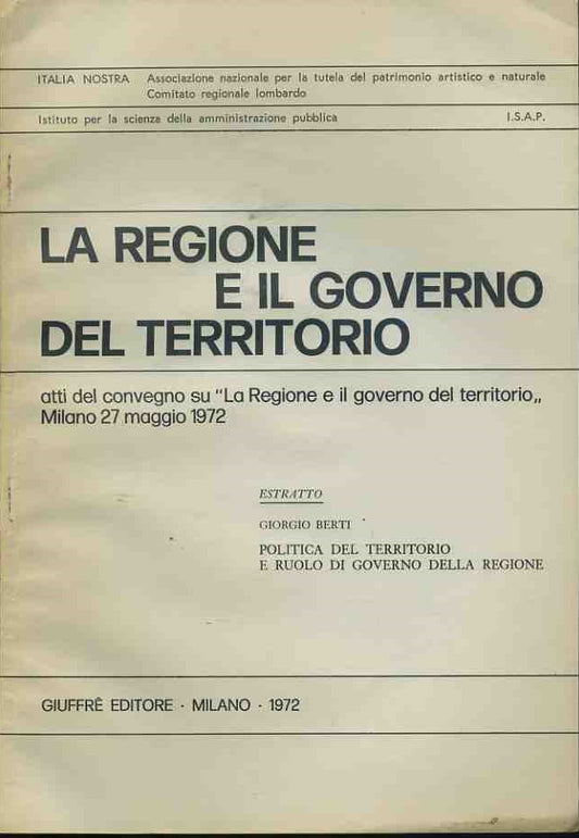 La regione e il governo del territorio. Estratto - copertina