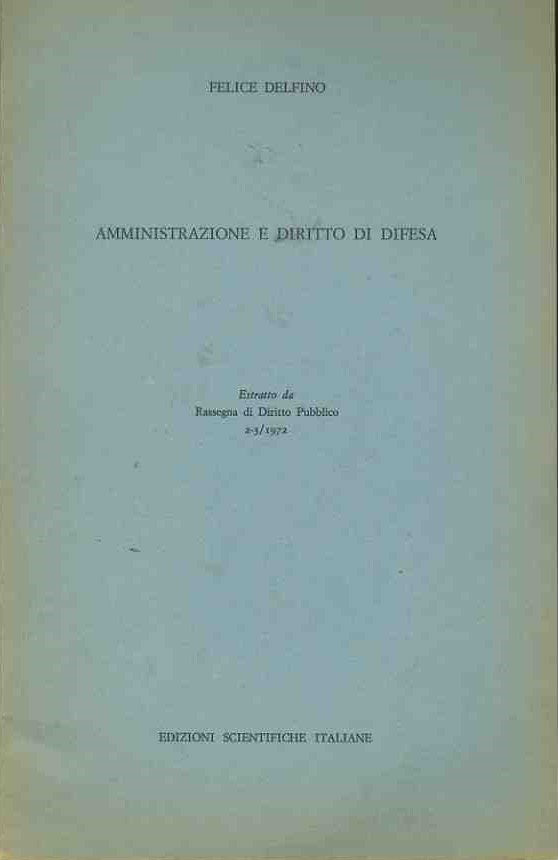 Amministrazione e diritto di difesa. Estratto - copertina