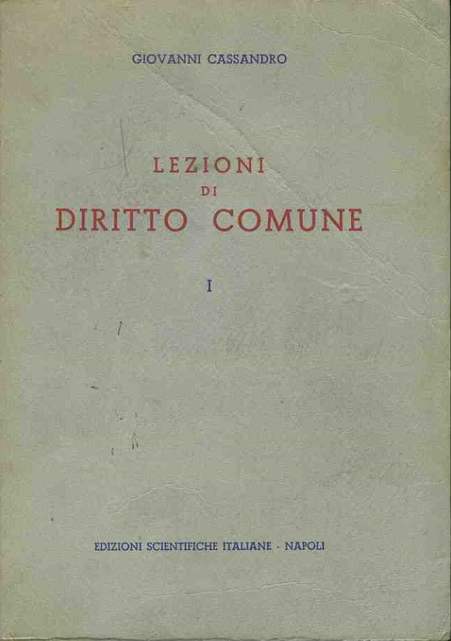 Lezioni di diritto comune. I - copertina