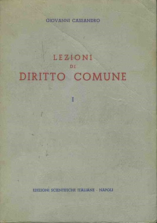 Lezioni di diritto comune. I - copertina