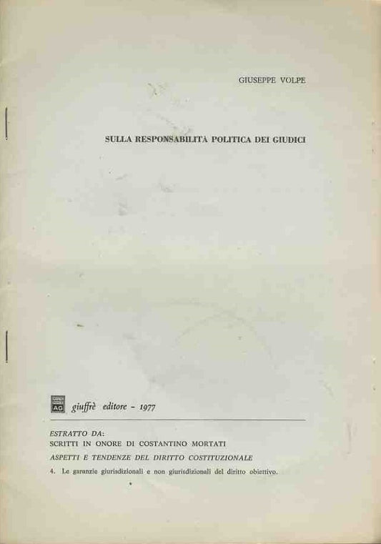 Sulla responsabilità politica dei giudici. Estratto - copertina