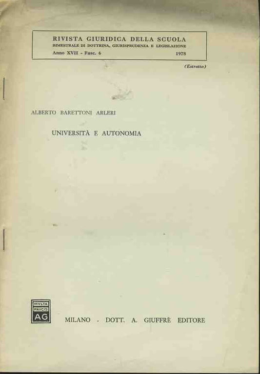 Università e autonomia. Estratto - copertina