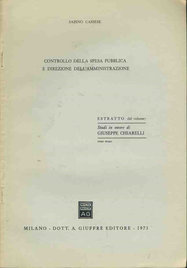 Controllo della spesa pubblica e direzione dell'amministrazione. Estratto - copertina