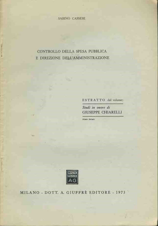 Controllo della spesa pubblica e direzione dell'amministrazione. Estratto - copertina