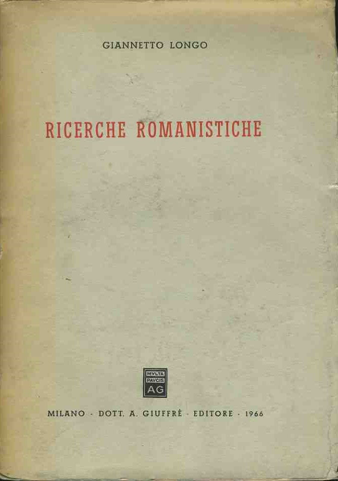 Ricerche romanistiche - copertina