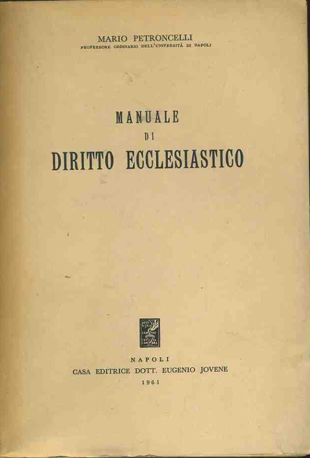 Manuale di diritto ecclesiastico - copertina