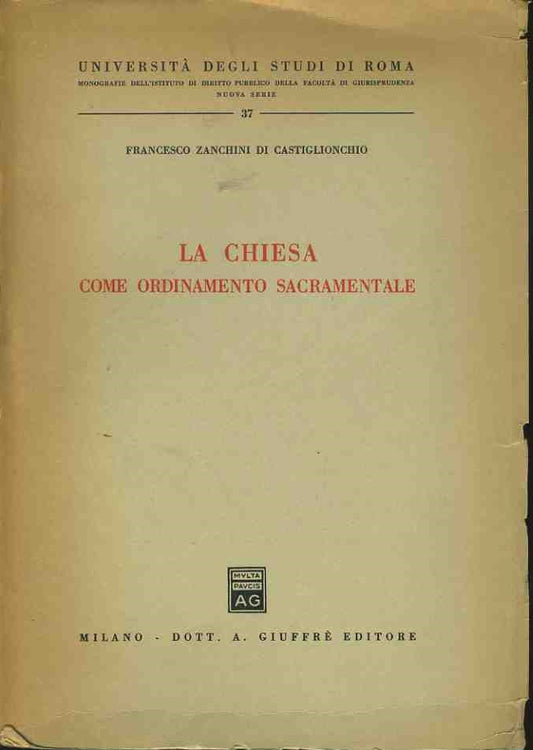 La chiesa come ordinamento sacramentale - copertina