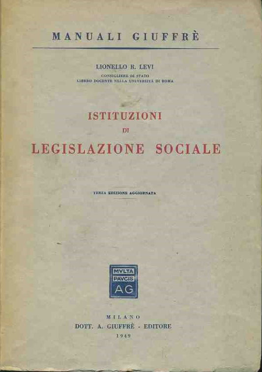 Istituzioni di legislazione sociale - copertina