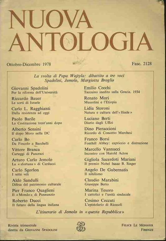 Nuova antologia. Ottobre - Dicembre 1978 - copertina