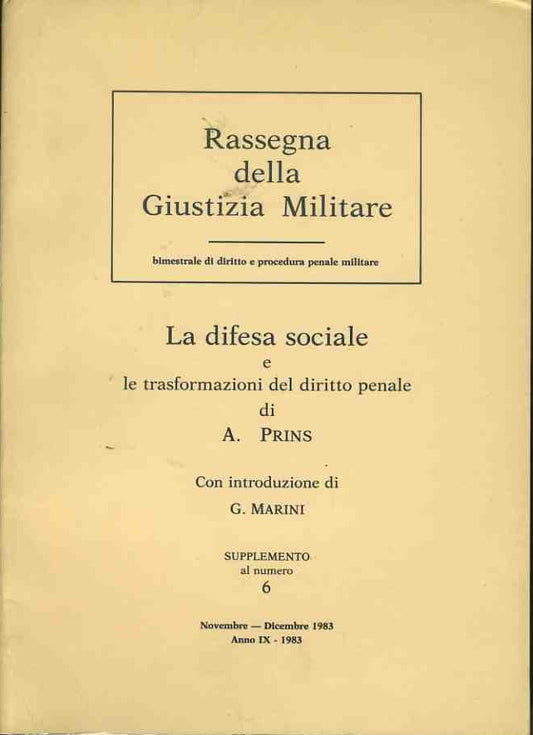Rassegna della giustizia militare. La difesa sociale e le trasformazioni del diritto penale - copertina