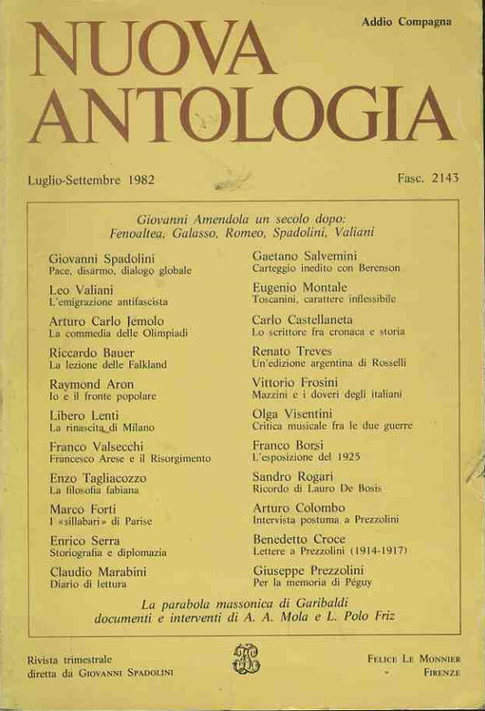 Nuova antologia. Luglio - Settembre 1982 - copertina