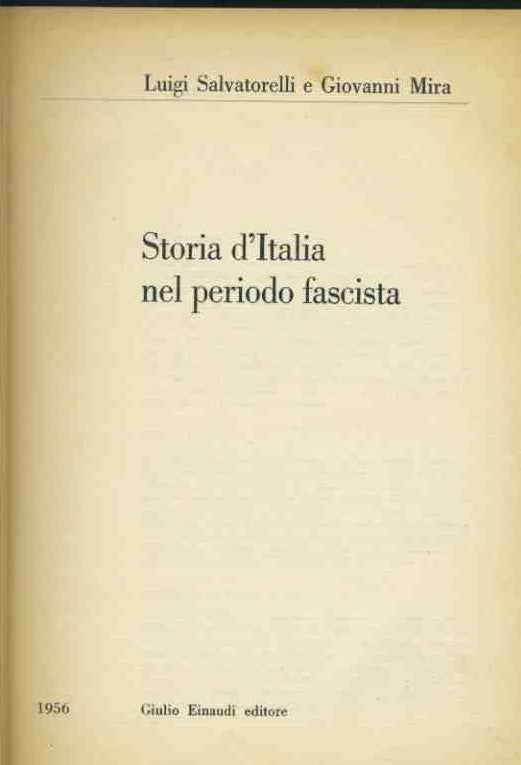 Storia d' Italia nel periodo fascista - copertina